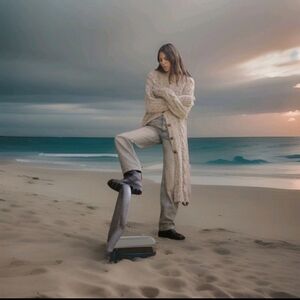 ZARA Women's Cable Knit Torn Coat(Light Brown, US S /EUR S)